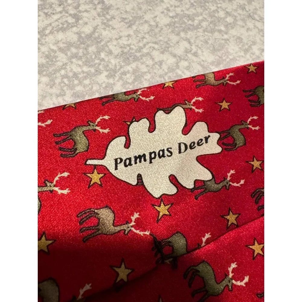 The Nature Conservancy Silk Tie –‎ Pampas Deer Print, Handmade in Korea